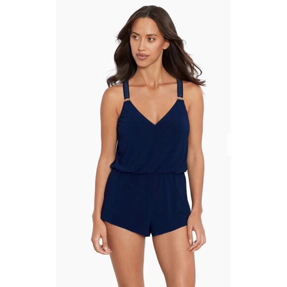 Magicsuit Gabby Romper in Star Studded Women Size 10 Navy Wireless Racerback New - Picture 1 of 13
